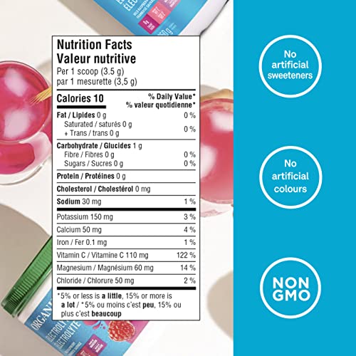 Organika Electrolyte Drink Mix - Raspberry - Zero Sugar, 350g (100 Servings)