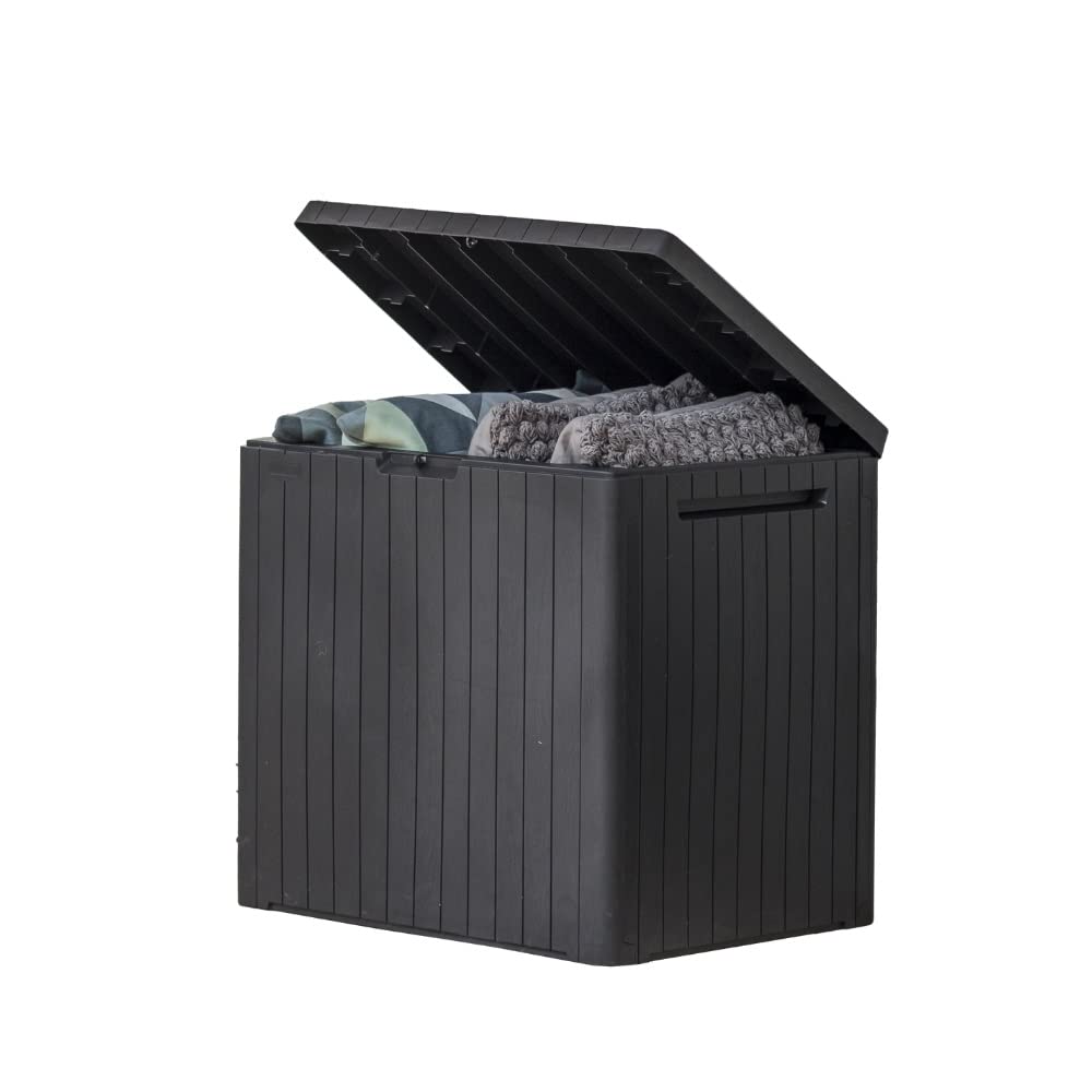 Keter City 30 Gal Outdoor Storage Box and Patio Side Table Keter