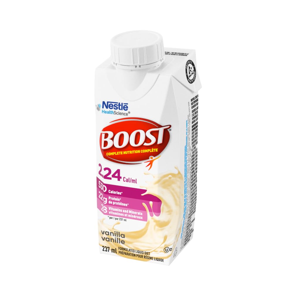 BOOST 2.24 Cal/mL Vanilla Complete Nutrition Drink, 530 Calories per Serving with 22g Protein, 24-Pack Ready-to-Drink