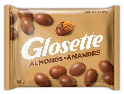 GLOSETTE Almonds, Chocolate Covered Candy, Valentines Candy, Chocolate Candy for Sharing, Perfect for Movies, 42g (Box of 18)