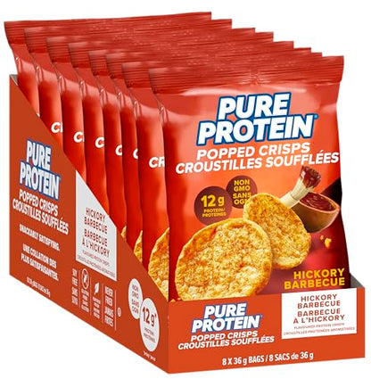 Pure Protein Popped Crisps Hickory BBQ - 12g Protein Per Bag, 8-Pack