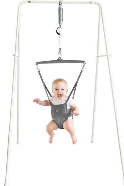 Jolly Jumper CLASSIC (Grey) with Stand - ORIGINAL Baby Jumper, Indoor and Outdoor Exercise Saddle Seat, Adjustable Height, for Infants up to 28lbs 🍁 All In One Marketplace Canada