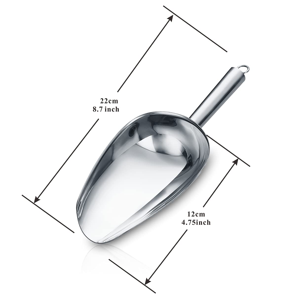 Berglander Stainless Steel Ice Scoop 6 OZ, Multipurpose Scoop for Ice Maker, Candy, Kitchen, Bar, Party, Wedding, Pet, Animal, Dog Food, Beach Shovel (Silver)