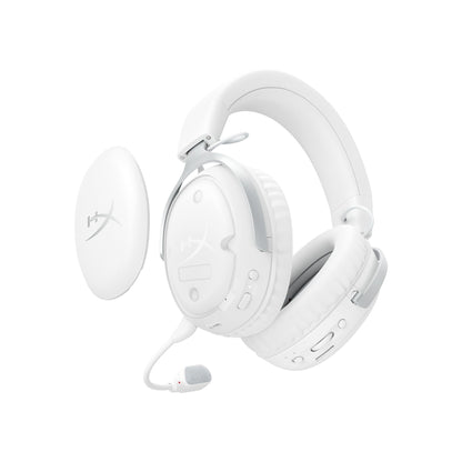 HyperX Cloud III S – Wireless Gaming Headset for Multi-Platform, 2.4GHz, Bluetooth, Battery Life up to 120 Hours 2.4GHz / 200 Hours Bluetooth, 53mm Angled Drivers, Detachable Mic – White