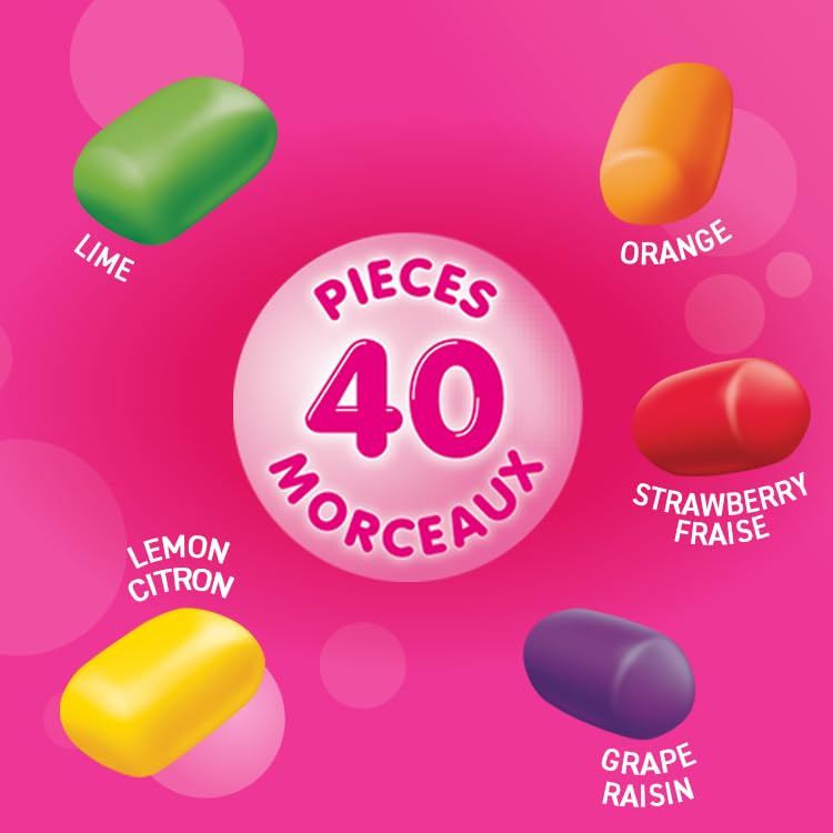 HUBBA BUBBA Minis, SKITTLES Flavoured, Sugar-Free Bubble Gum Resealable Bottle, 40 pieces, 6 Packs