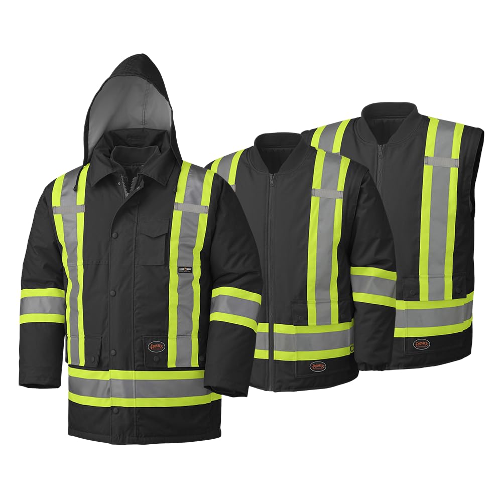 Pioneer Hi Vis Winter Work Jacket for Men - 7-in-1 - For Construction 🍁 All In One Marketplace Canada