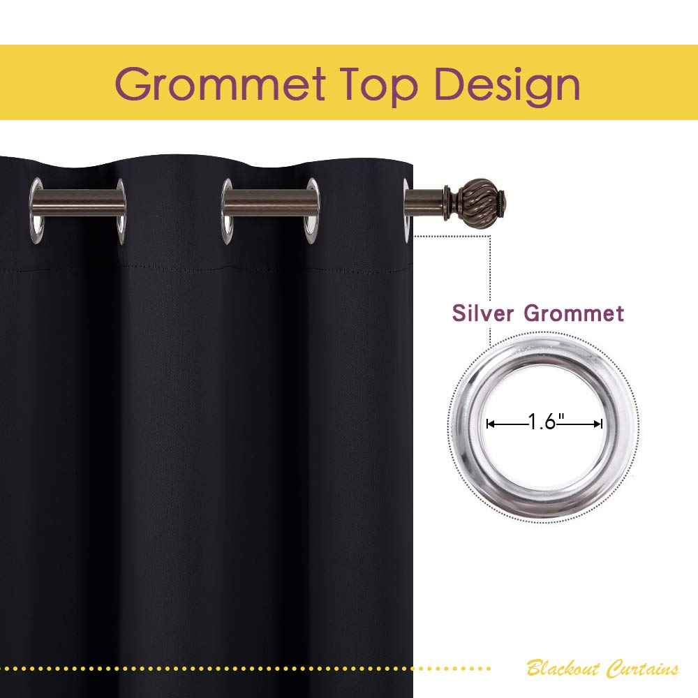 NICETOWN Blackout Draperies Window Curtain Panels for Winter - Thermal Insulated Solid Grommet Blackout Curtains/Drapes for Living Room (Set of 2,42 Inch by 54 Inch,Black) 🍁 All In One Marketplace Canada