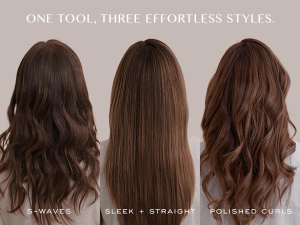 Kristin Ess Hair 3-In-One Titanium Flat Iron Hair Straightener, Curler and Waver - Styling + Frizz Control - Polished S Curls - Dual Voltage - 1 1/4 Inch Rounded Straightener Curler 2 In 1 + Waver