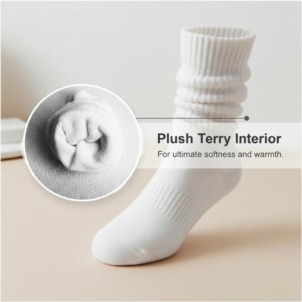 Slouchy Socks for Women Scrunch Crew Winter White Cotton Slouch Sock 🍁 All In One Marketplace Canada