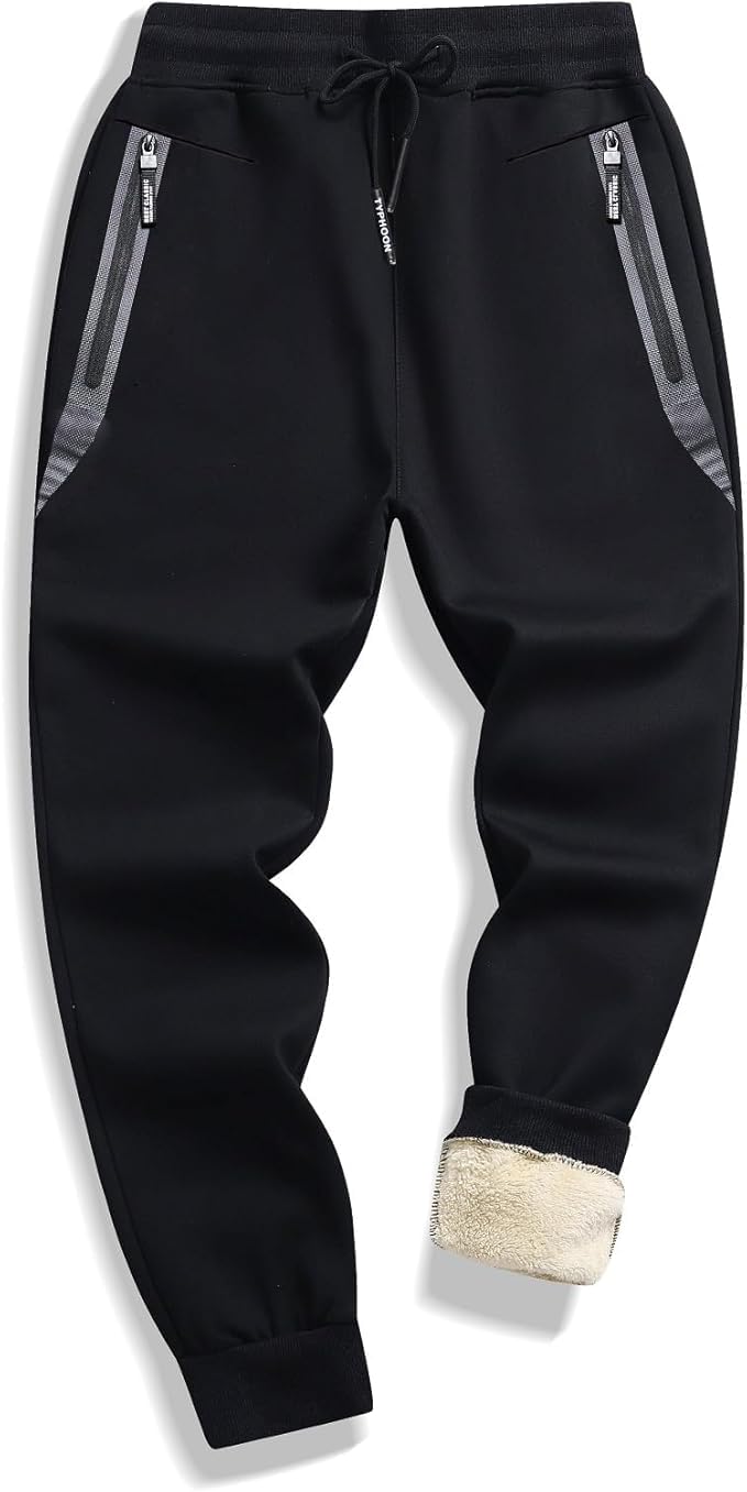 Tansozer Mens Sherpa Fleece Lined Sweatpants (Ribbed Cuff) Black M 🍁 All In One Marketplace Canada