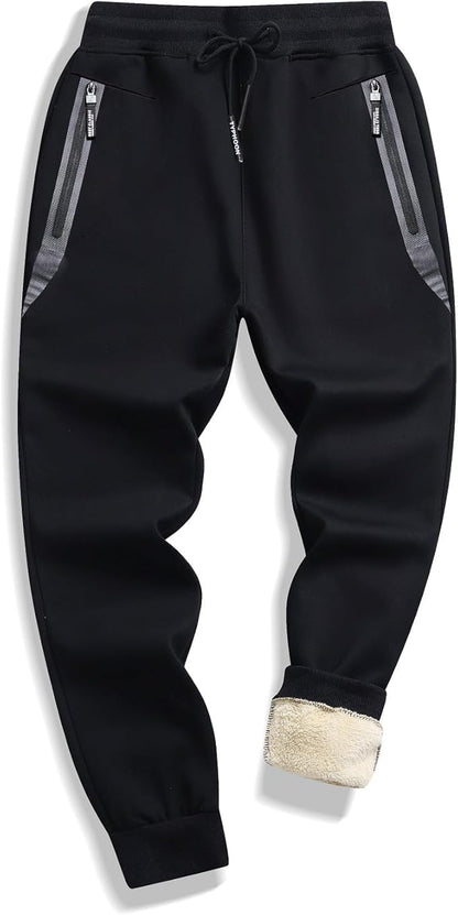 Tansozer Mens Sherpa Fleece Lined Sweatpants (Ribbed Cuff) Black M 🍁 All In One Marketplace Canada