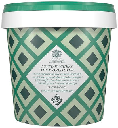 Maldon Sea Salt Flakes - 20 oz Resealable Tub of Gourmet Pyramid Crystals