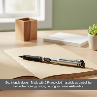 Pentel EnerGel Gel Pen with Cap 0.7mm, Black Ink, 12PK Pentel