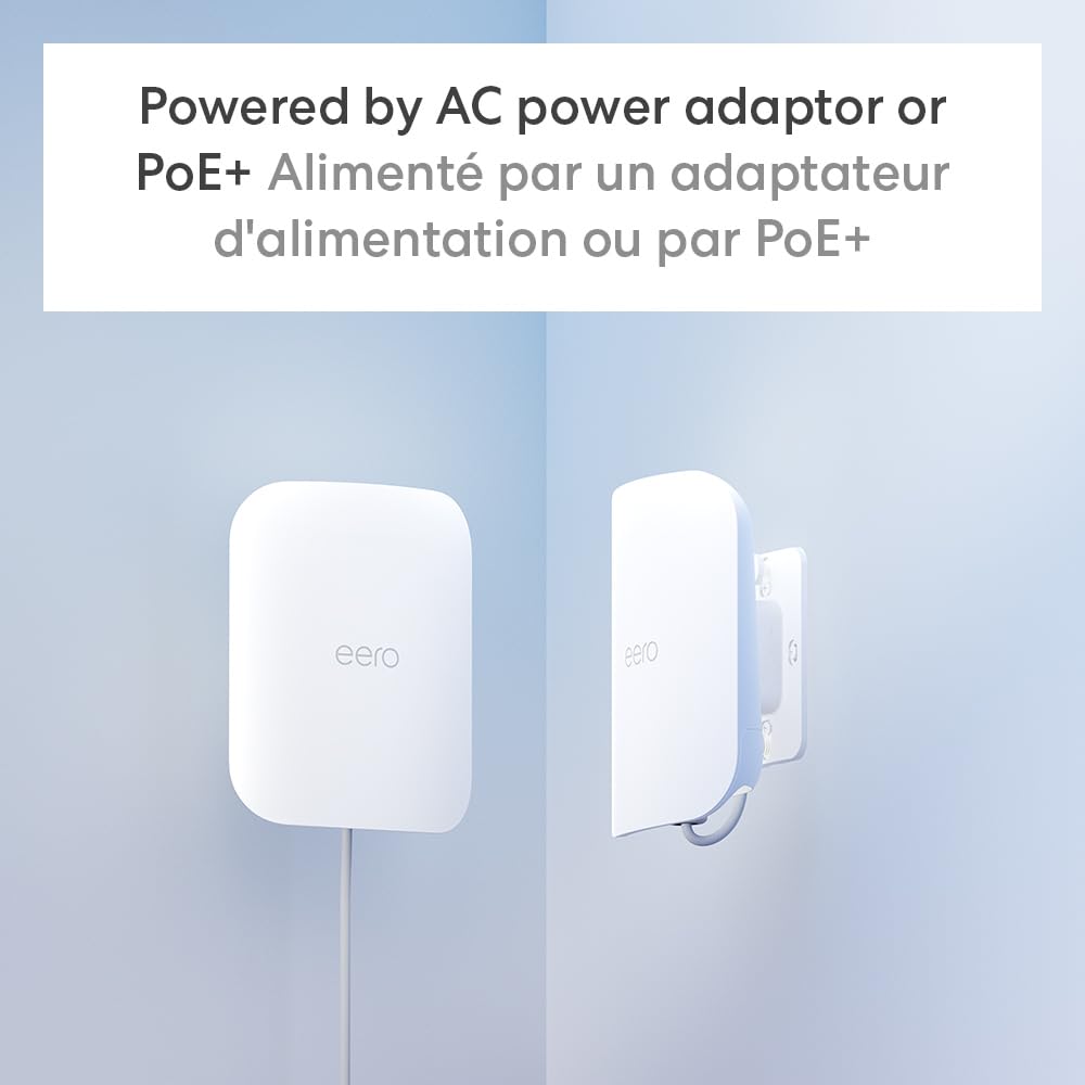 Amazon eero Outdoor 7 dual-band mesh wifi router (newest model), Weatherproof rating of IP66, Coverage up to 1,390 m² outdoors, 1-pack, Includes 30W PoE+ adaptor