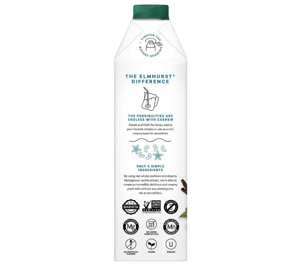 Elmhurst Unsweetened Cashew Milk 6-Pack (946 mL each)