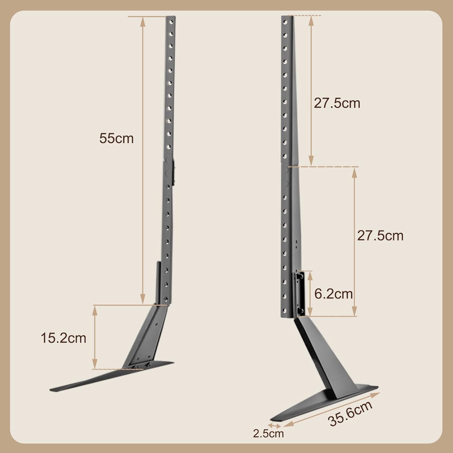 GPlus+ Universal Table Top TV Stand for Most 23 to 75 inch LCD LED Plasma Flat Screen TVs, TV Base Height Adjustable Leg Stand Holds up to 88 lbs/40Kg, VESA up to 800x600mm, LDT03-26L