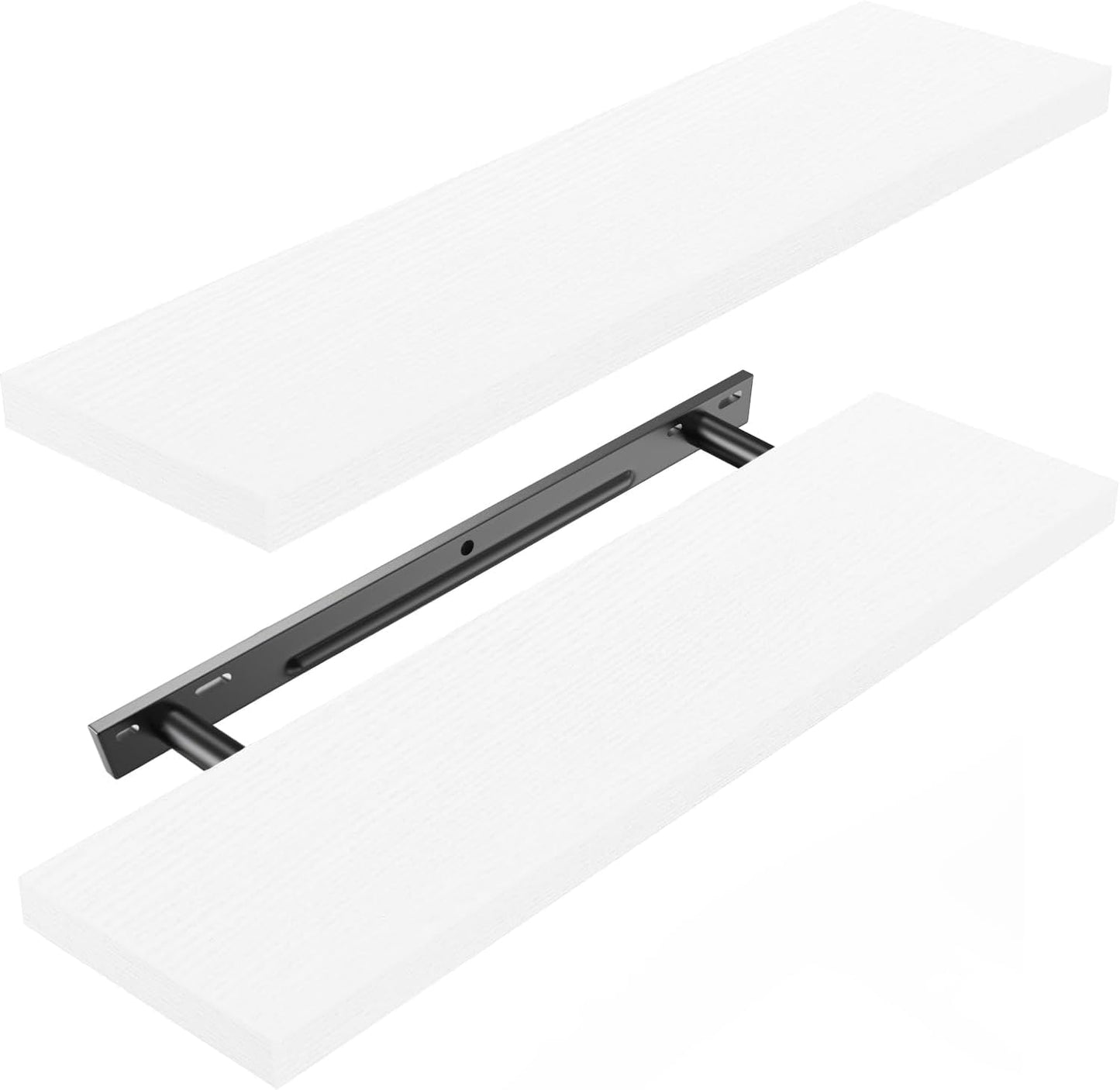 Amada 24 inch L Floating Shelves with Invisible Brackets, Set of 2, White AMADA HOMEFURNISHING