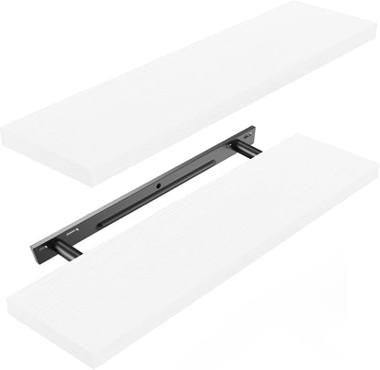Amada 24 inch L Floating Shelves with Invisible Brackets, Set of 2, White AMADA HOMEFURNISHING