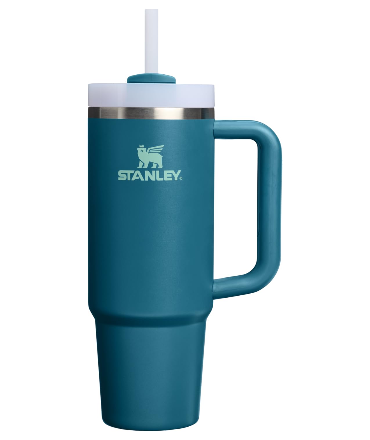Gobelet STANLEY Quencher H2.0 avec poignée et paille 887 ml | Couvercle Flowstate 3 positions | Compatible porte-gobelet pour le voyage | Tasse isotherme en acier inoxydable | Sans BPA | Bleu sarcelle côtier