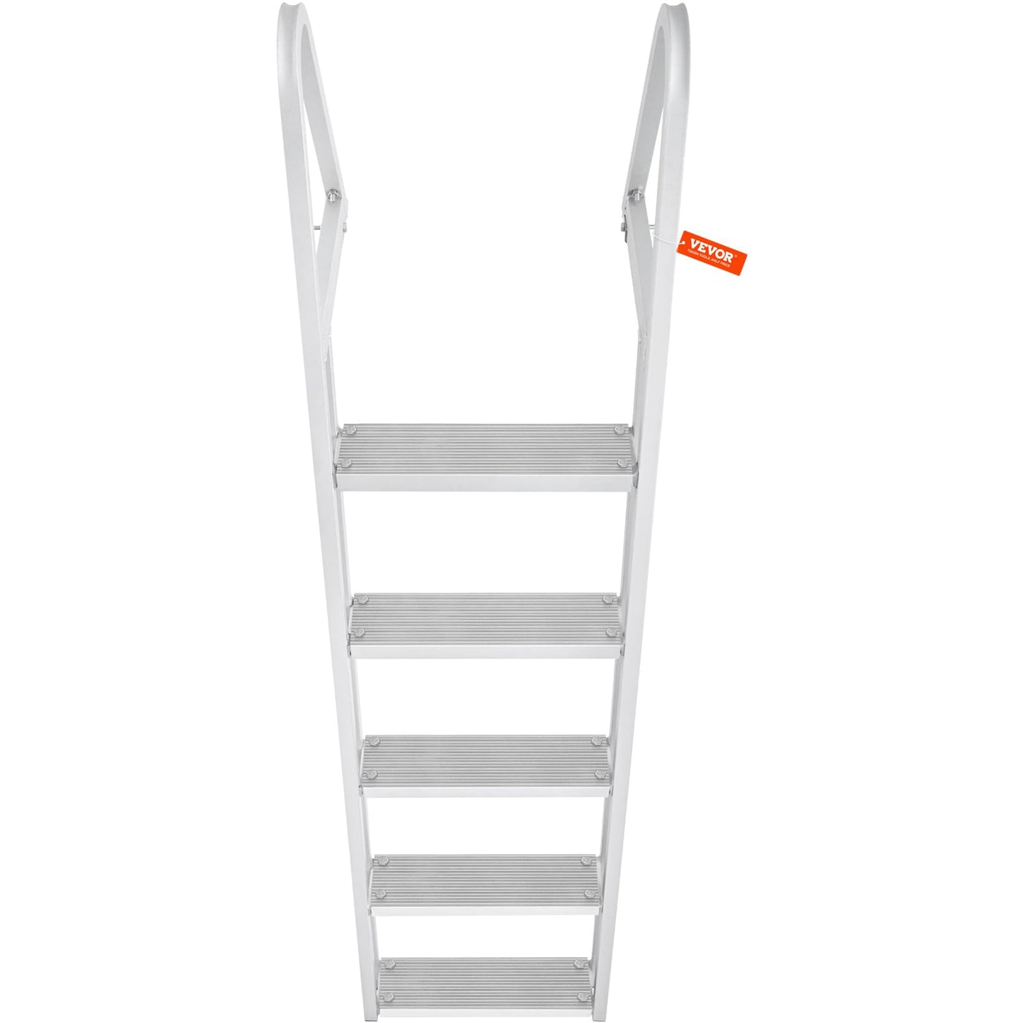 VEVOR Dock Ladder, Removable 5 Steps, 350 lbs Load Capacity, Aluminum Alloy Pontoon Boat Ladder with 4'' Wide Step & Nonslip Mat, Easy to Install for Ship/Lake/Pool/Marine Boarding VEVOR