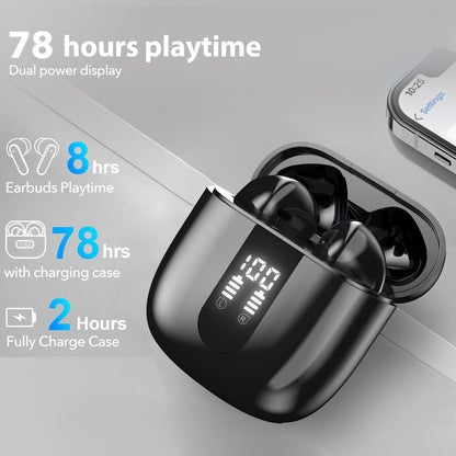 JBES Bluetooth Earbuds Wireless Headphones, 60H Deep Bass Ear Buds with 4 Noise Cancelling Microphone, IP5 Waterproof Earphones for iPhone Android Sports audifonos Bluetooth inalambricos (Obsidian)
