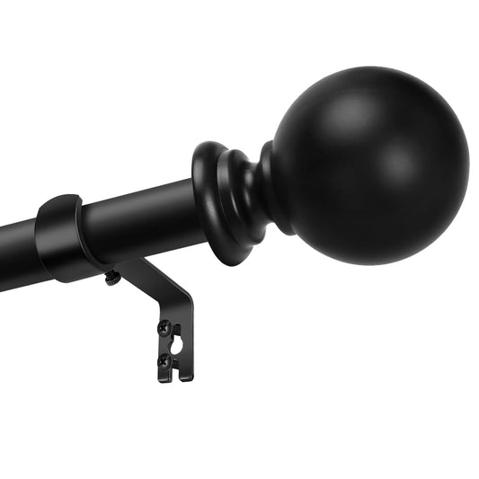 Curtain rods for Windows 48 to 84 Inch, 5/8 Inch Small Matte Black Curtain Rod Adjustable with Brackets Pole Rideau for Bedroom, Bathroom, Living room, Kitchen, Patio, Outdoor, cafe