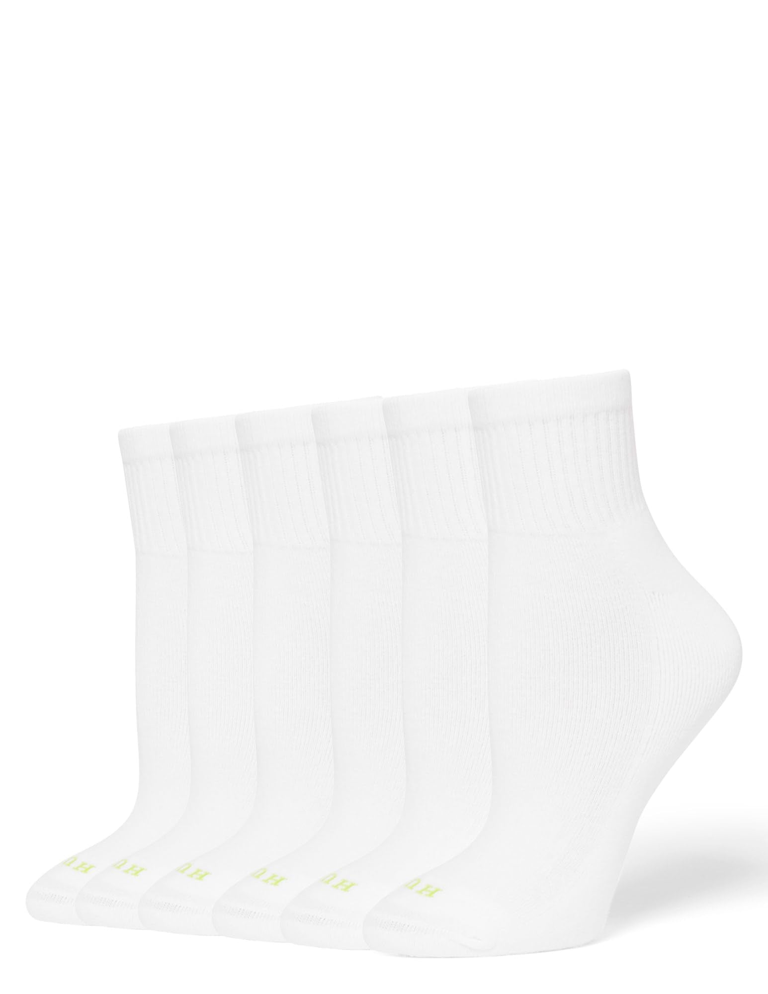 Hue Women's Mini Crew Sock 6 Pair Pack, White - 6 Pair Pack, One Size