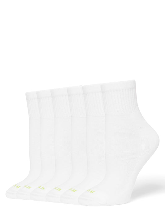 Hue Women's Mini Crew Sock 6 Pair Pack, White - 6 Pair Pack, One Size