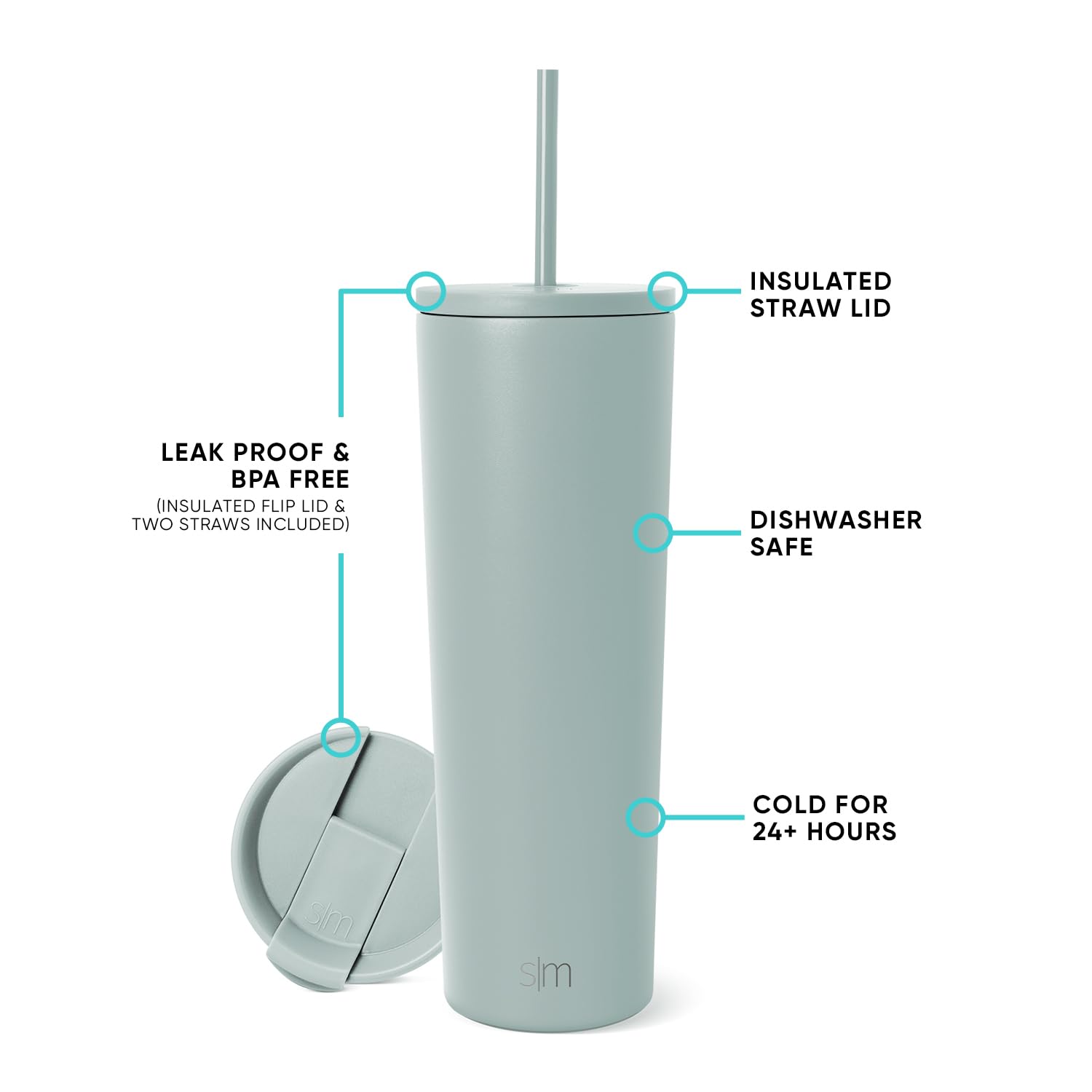 Simple Modern Iced Coffee Tumbler, Insulated | 28oz | Green Simple Modern