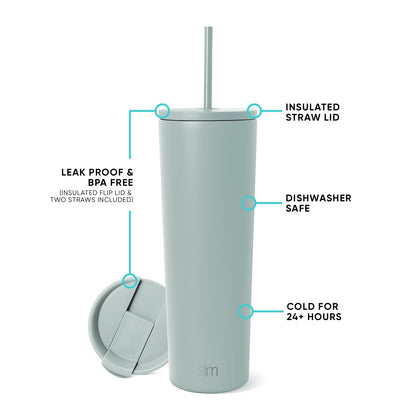Simple Modern Iced Coffee Tumbler, Insulated | 28oz | Green Simple Modern