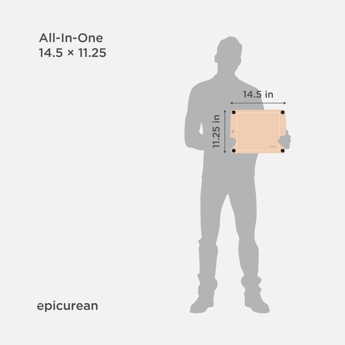 Epicurean All-in-One Cutting Board with Non-Slip Feet and Juice Groove, 14.5" × 11.25", Natural/Black