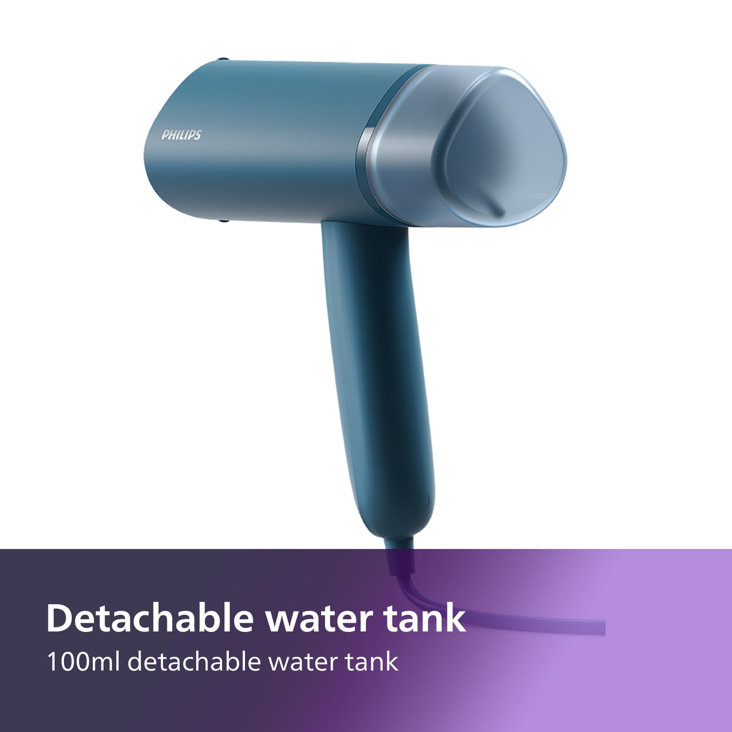Philips 3000 Series Handheld Steamer - 1000W, 20 g/min Steam, Detachable 100ml Water Tank, Plastic Plate, Blue (STH3000/20) - Available at All In One Marketplace Canada