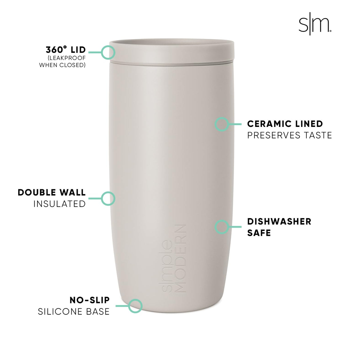 Tasse de voyage Halloween Simple Modern avec couvercle à 360° | 475 ml | Blanc