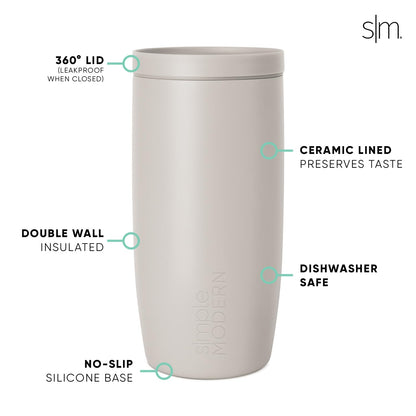 Tasse de voyage Halloween Simple Modern avec couvercle à 360° | 475 ml | Blanc