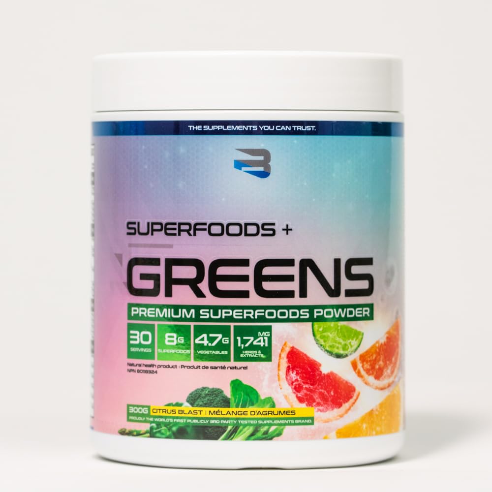 Believe Supplements Superfoods+Greens - Superfood Blend | Boost Energy, Immunity, and Digestion | Rich in Antioxidants & Essential Nutrients! (30 Servings, Citrus Blast) Believe Supplements