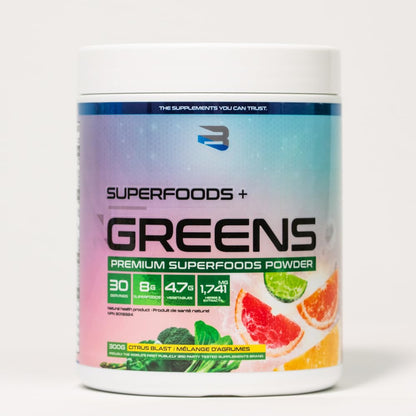 Believe Supplements Superfoods+Greens - Superfood Blend | Boost Energy, Immunity, and Digestion | Rich in Antioxidants & Essential Nutrients! (30 Servings, Citrus Blast) Believe Supplements