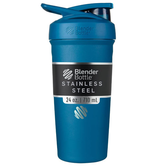 BlenderBottle Strada Shaker Cup Insulated Stainless Steel Water Bottle with Wire Whisk, 24-Ounce, Blue - Available at All In One Marketplace Canada