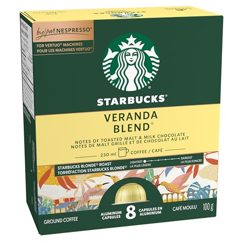 Starbucks Veranda Blend for Nespresso Vertuo – Blonde Roast Coffee Capsules, 4 Boxes (400g)