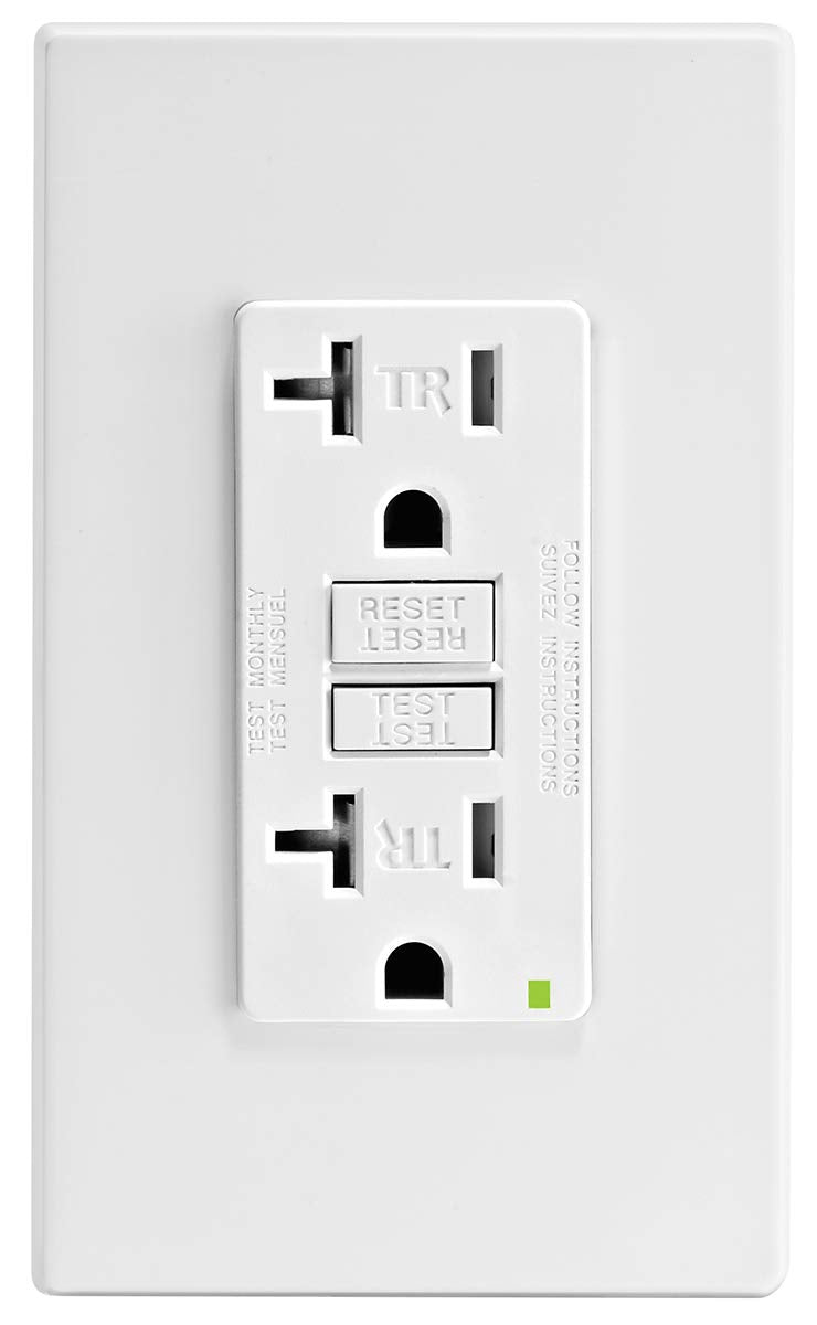 Leviton 3-Pack GFCI, 20 Amp Tamper-Resistant Receptacle with Led Indicator, Self-Test, SmartlockPro Slim, GFTR2-03W, White