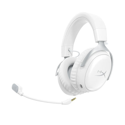 HyperX Cloud III S – Wireless Gaming Headset for Multi-Platform, 2.4GHz, Bluetooth, Battery Life up to 120 Hours 2.4GHz / 200 Hours Bluetooth, 53mm Angled Drivers, Detachable Mic – White