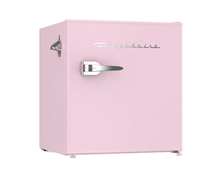 Frigidaire EFR176 Retro Compact Fridge with Chiller Mini Refrigerator with Built-in Bottle Opener for Office, Bedroom, Dorm Room or Cabin, 1.6 cu ft 16"D x 18"W x 18.5"H, Pink