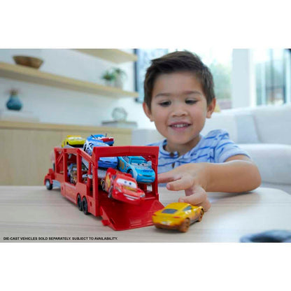 Mattel Disney Pixar Cars Mack Hauler, 13-inch Toy Transporter Truck with Ramp & Carry Storage for 12 Vehicles, Toy for Kids Ages 4 Years Old & Up Mattel