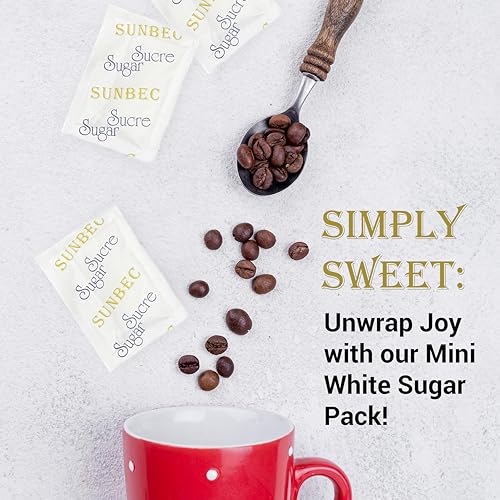 SUNBEC Sugar Sachets, 1000 Pack (3.5kg) – Pure Cane Sugar Single-Serve Packets for Beverages and Baking