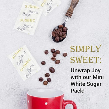 SUNBEC Sugar Sachets, 1000 Pack (3.5kg) – Pure Cane Sugar Single-Serve Packets for Beverages and Baking
