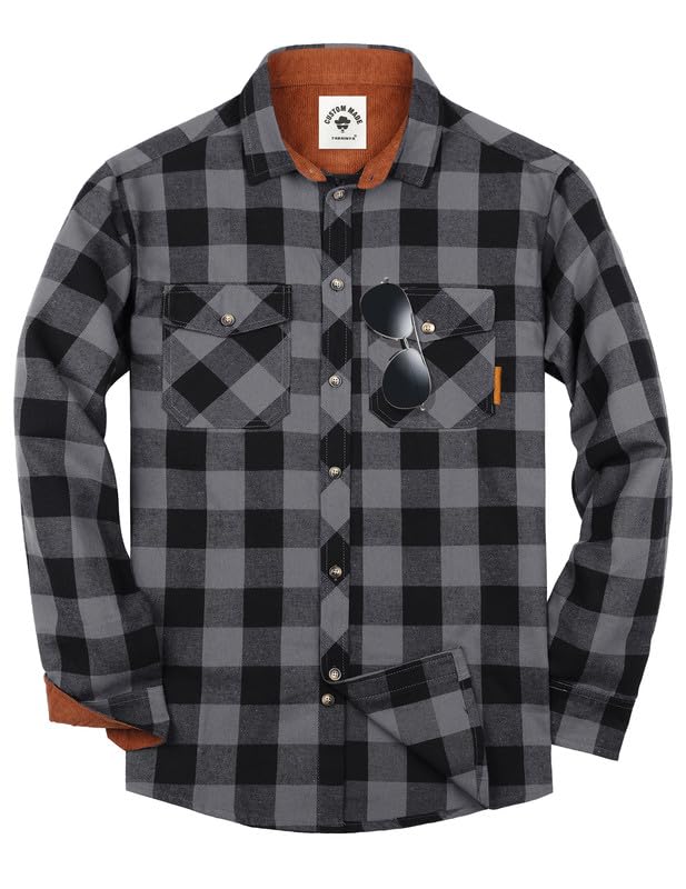 TARAINYA Men's Flannel Plaid Button Down Long Sleeve Shirt with Pockets 🍁 All In One Marketplace Canada