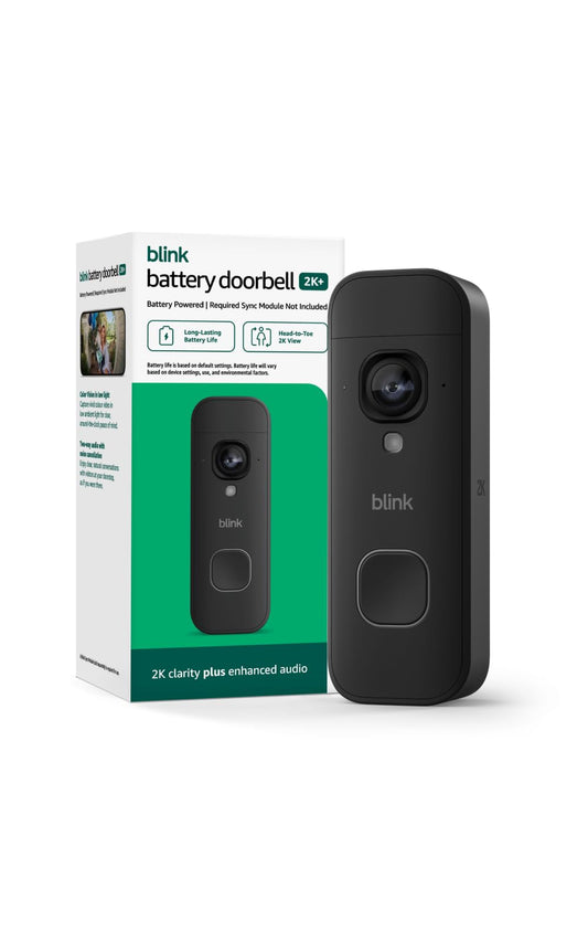 Blink Battery Doorbell 2K+ (newest model) — Wireless video doorbell, 2K resolution, enhanced audio. Required Sync Module not included – Add-On (Black)