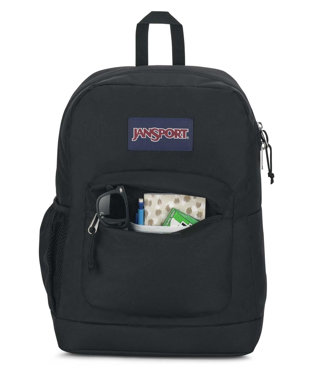 JanSport Cross Town Plus Backpack - Large Main Compartment, Side Water Bottle Pocket, 15-Inch Padded Laptop Sleeve - Black
