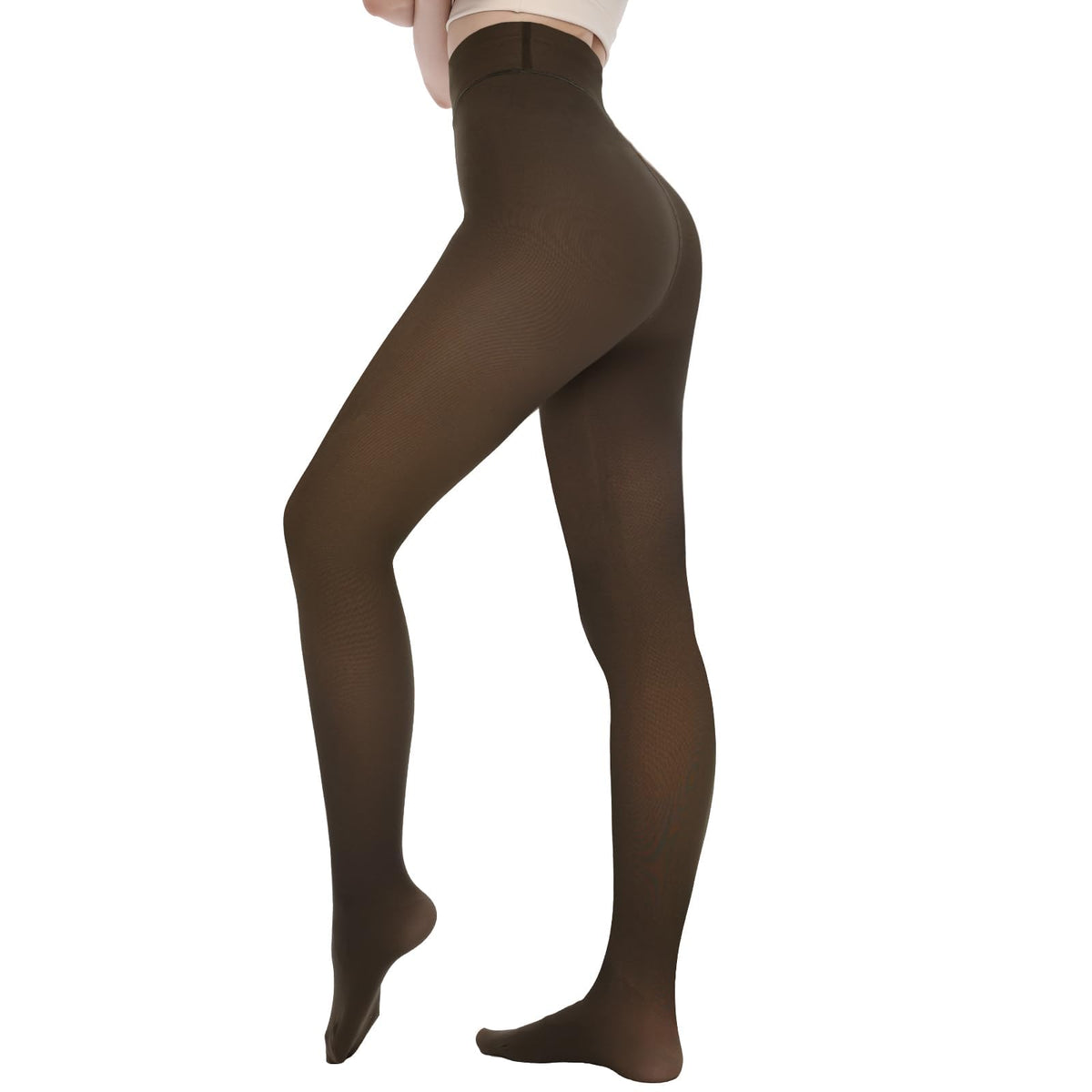 Fleece Lined Tights Women - Thermal Pantyhose for Winter Warm Thick Stockings with High Waist Fake Translucent Leggings Translucent Black Large-X-Large 🍁 All In One Marketplace Canada