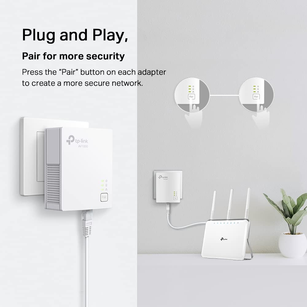 TP-Link Powerline Ethernet Adapter Starter Kit (TL-PA7017 KIT) - AV1000 Gigabit Port, Plug&Play, Ethernet Over Power, Nano Size, Ideal for Smart TV, Online Gaming, Wired Connection Only - Available at All In One Marketplace Canada