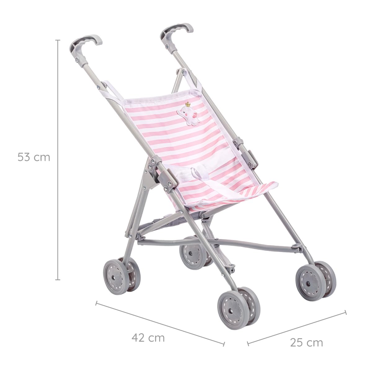 JC Toys | Berenguer Boutique | Single Umbrella Baby Doll Stroller | Elephant Theme | Pink | Ages 2 + JC Toys